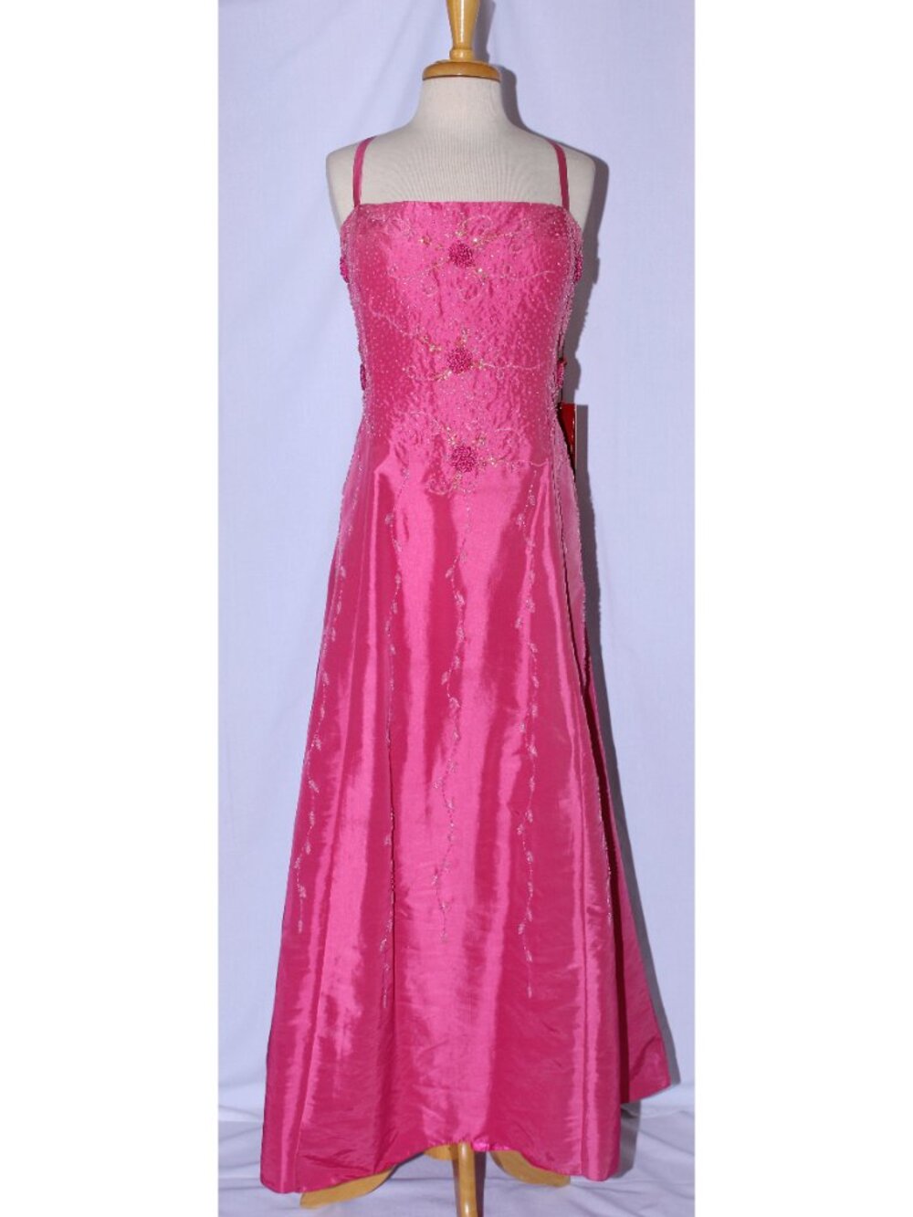MayQueen #444 Beaded Taffeta Plus Size Prom Gown-Size 3X-Fuchsia-NWT